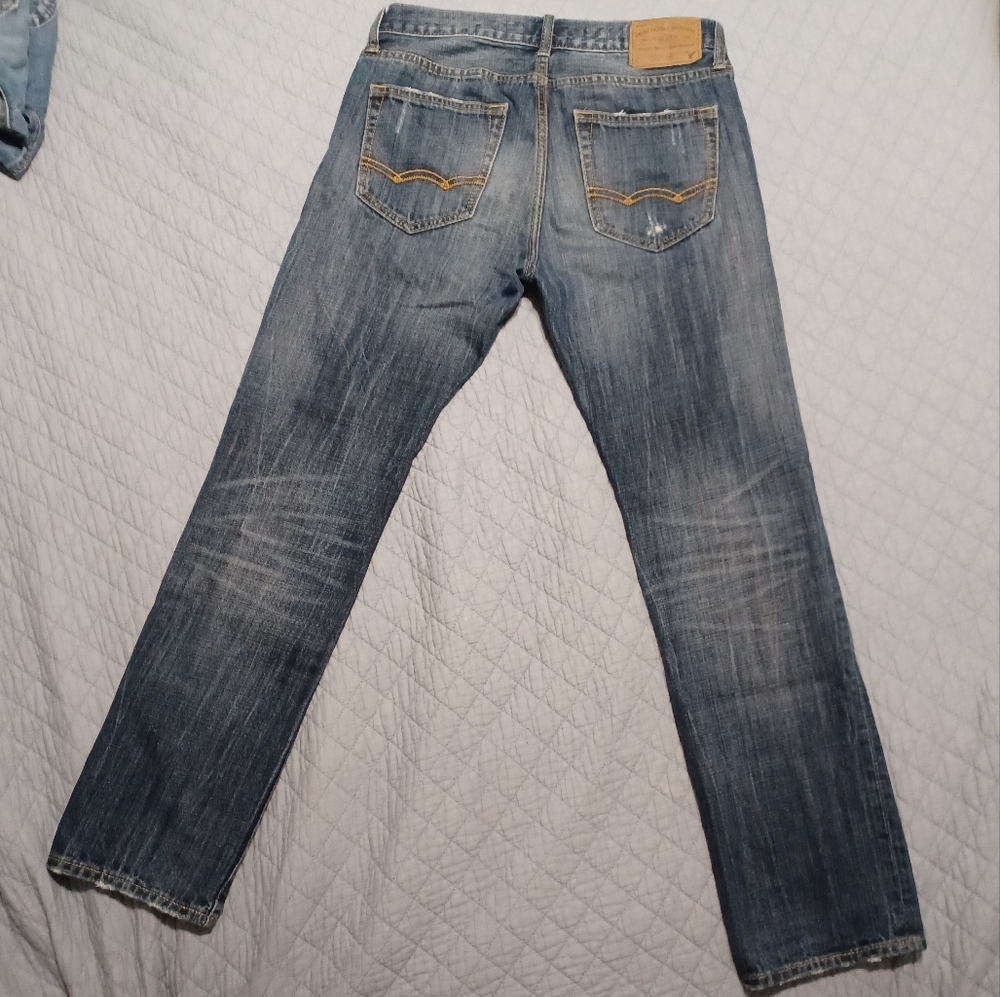 American Eagle men's jeans 29x32 factory distressed slim straight 100% cotton - Picture 4 of 7